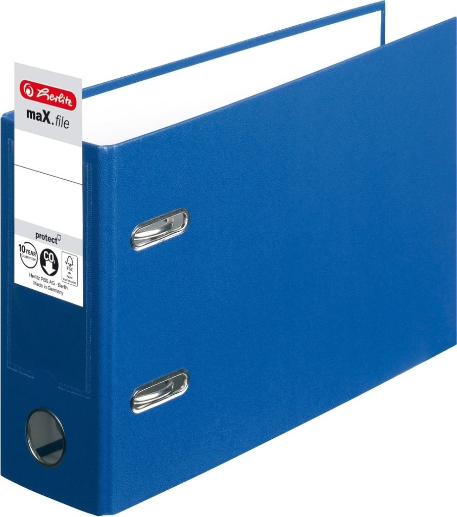 Ordner Kunststoff A5 quer maX.file protect 75mm blau Packung mit 10 Stück