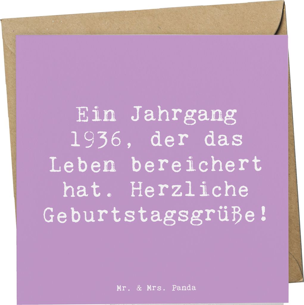 Mr. & Mrs. Panda Glückwunschkarte Spruch 1936 Geburtstag - Lavendeltraum - Geschenk, geboren, faltkarte, Geburtstagsgeschenk, Grußkarte, Geschenk...