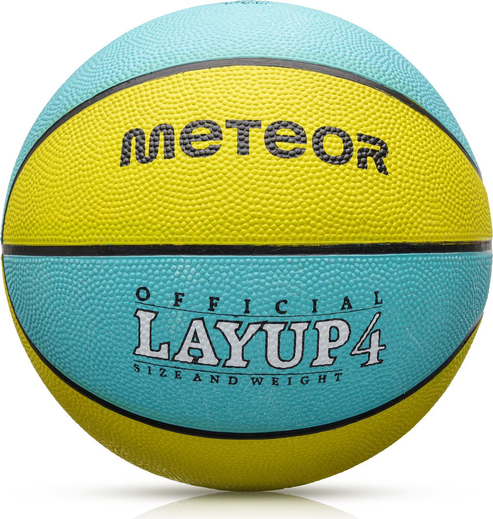 Piłka koszykowa Meteor Layup 4 żółty/niebieski, piłka Zdjęcie produktu 
