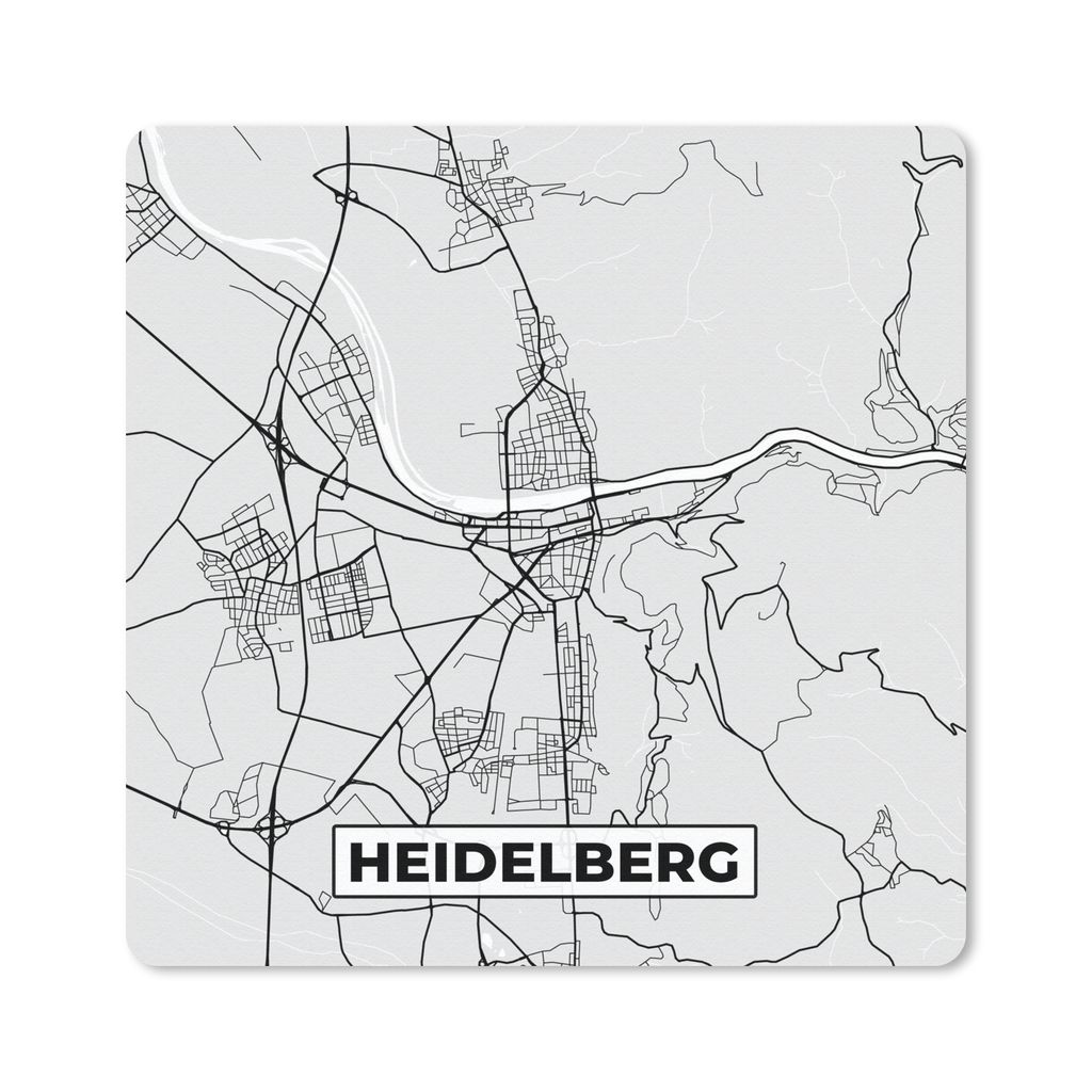 MuchoWow Mauspad Mousepad Karte - Deutschland - Heidelberg - Karte - Stadtplan 30x30 cm - Mousepads - Maus Mat - Pad - Mausunterlage - Gaming