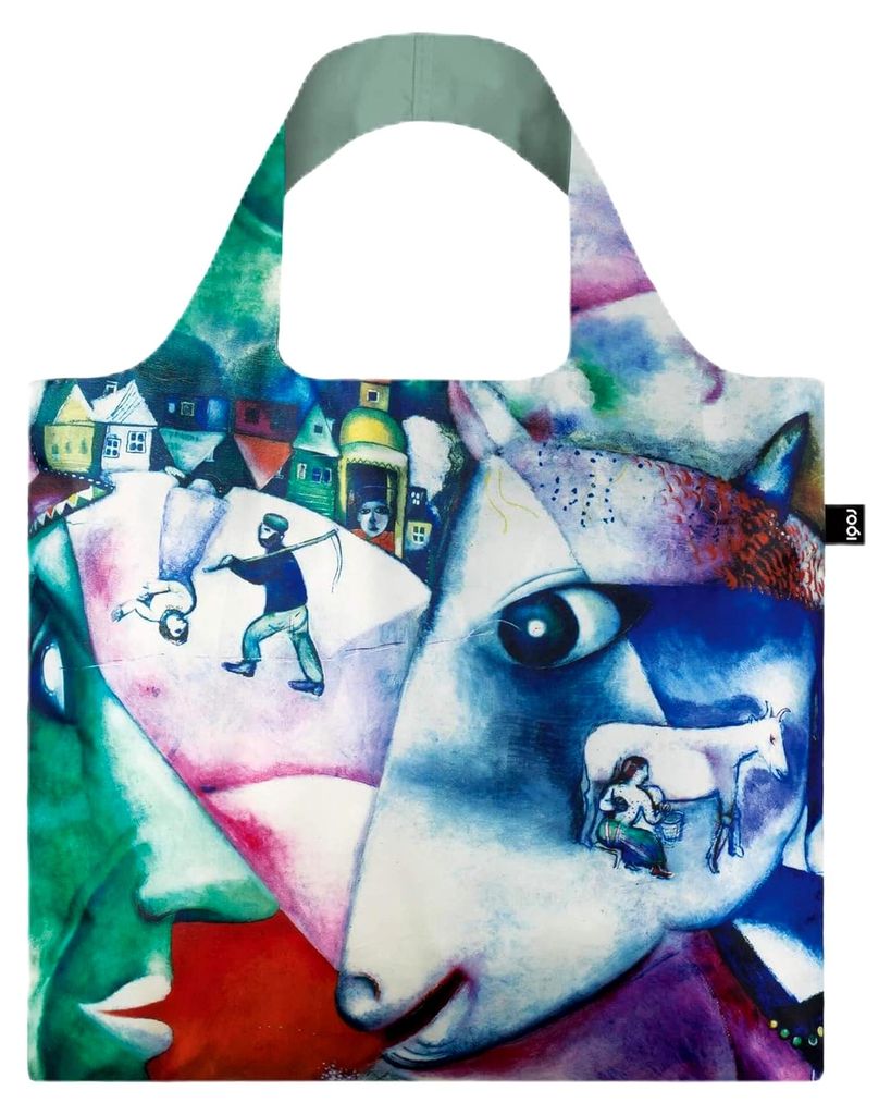 Marc Chagall I und das Dorf Recycling-Tasche, mehrfarbig, modern, L, zeitgenössisch
