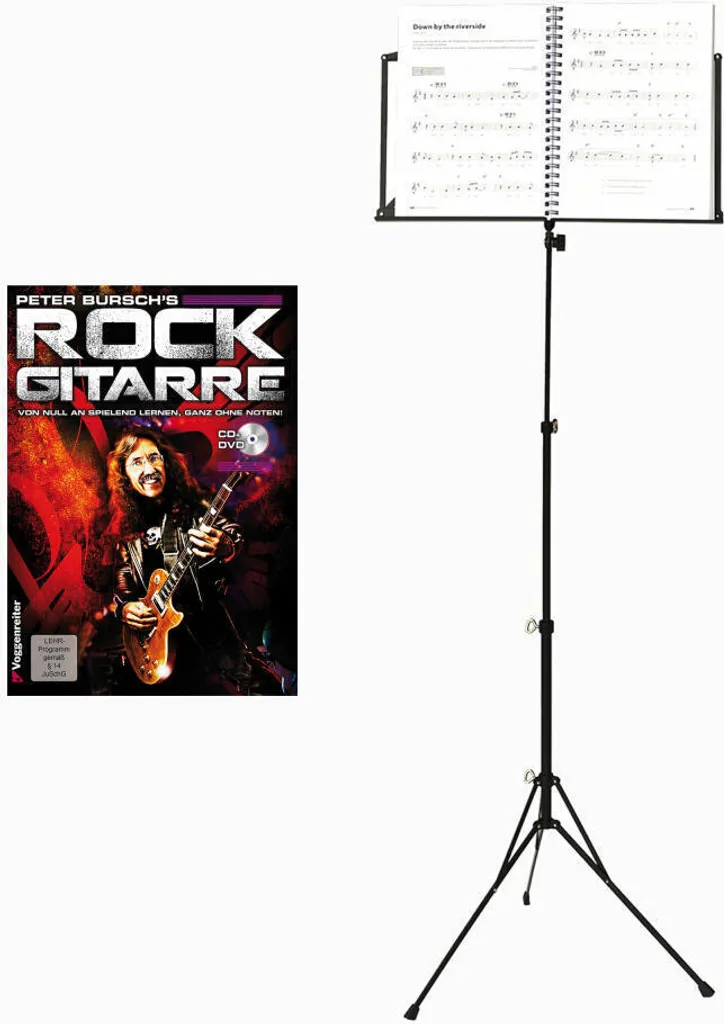 Voggenreiter Set Guitare Rock Peter Bursch avec Pupitre NS-100 et Livre