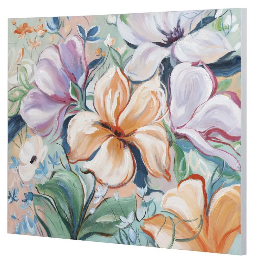 Tableau Fleurs Shabby Chic Grand Format 100x80 cm - Lot de 2 Toiles