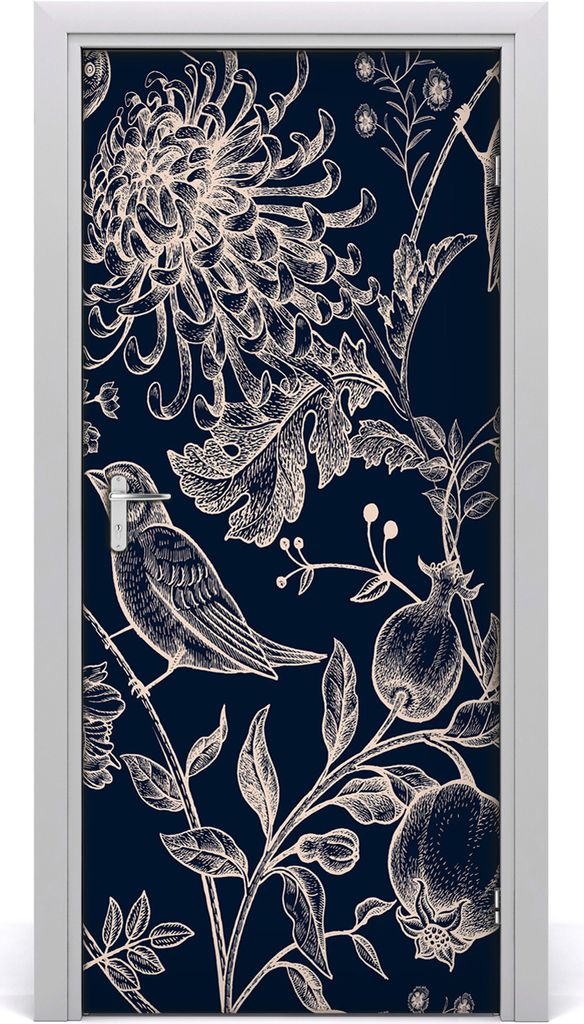 Tulup Türaufkleber 95x205 cm Dekorative Aufkleber Selbstklebend Wasserdichte Tapete Abnehmbar Schlafzimmer Wohnzimmer Wohnkultur - Blumen und Vögel
