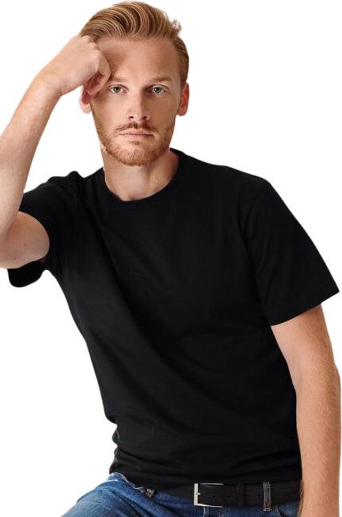 Uni Baumwoll-T-Shirt, hohe Grammatur, 100% Baumwolle, kein Druck, einfarbig, 200g/m2, Farbe schwarz, Größe XL