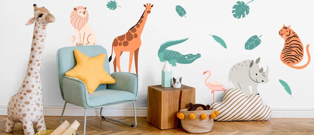 Tatuaggio Parete Safari Africa XXL 125x250 cm - Set Adesivi Bimbi
