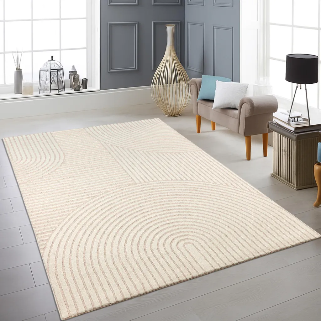 Tapis crème anti-écrasement 120x170 cm - Tapis salon facile à nettoyer