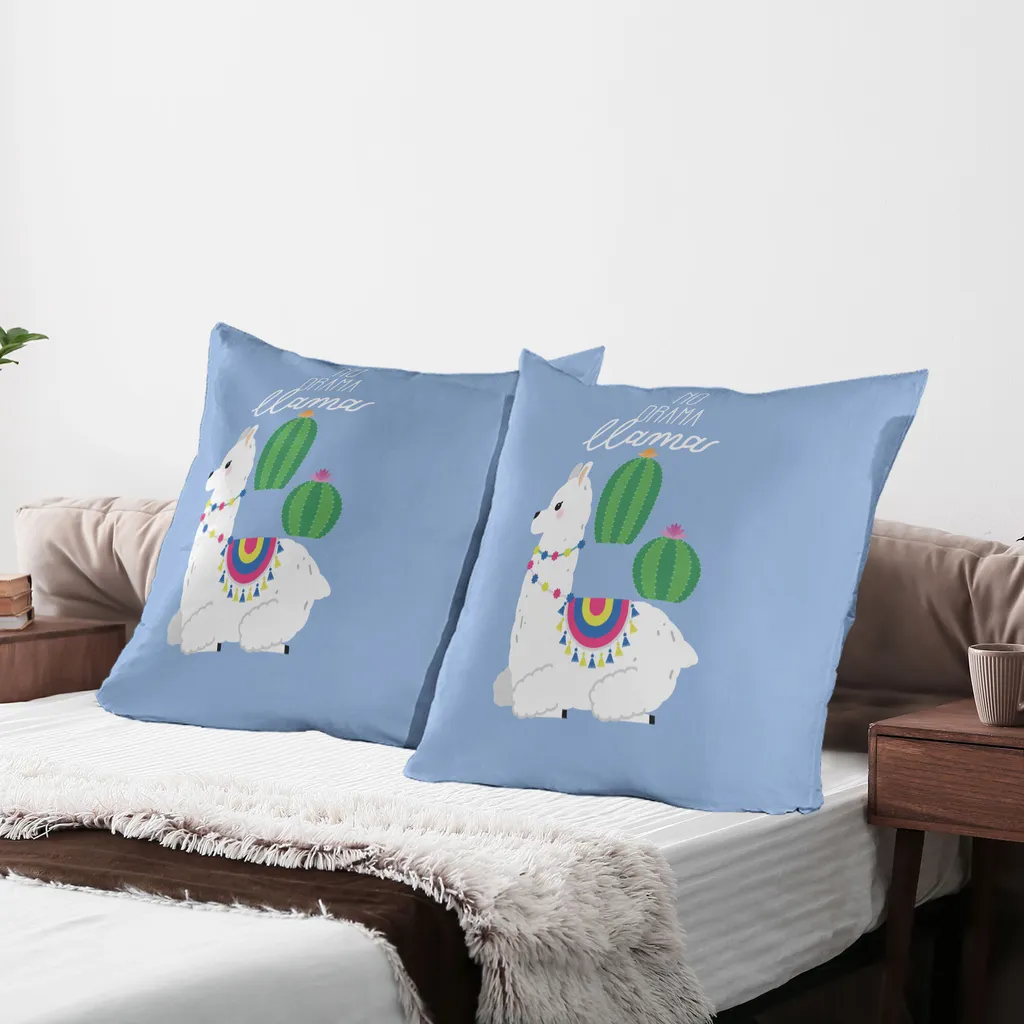 Federe Cuscino 80x80 Lavabili No Drama Lama | Set 2 Pezzi Multicolore - 2