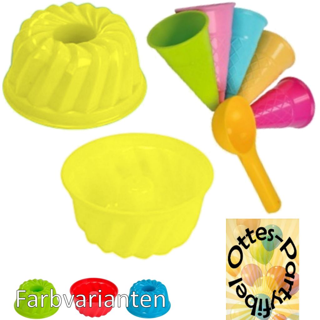 Sandspielzeug: 1 Kuchen-Sandform + 5 Eistüten + 1 Portionierer