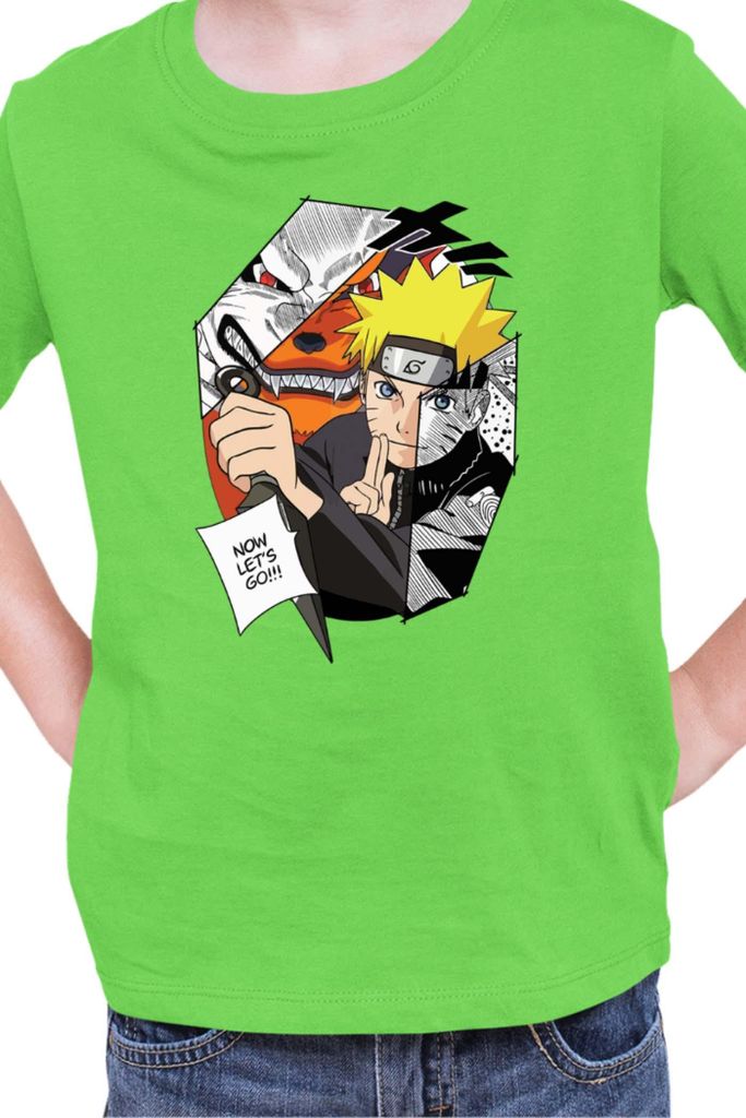 Kinder T-Shirt Naruto Naruto & Kurama, 12-13 Jahr - 152 / Lime