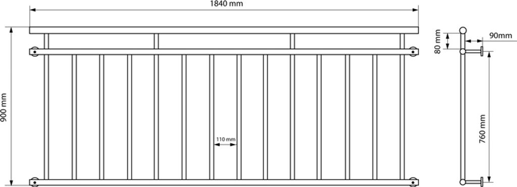 ECD Germany Französischer Balkon, 90x184 cm, mit 14 Produktbild 5