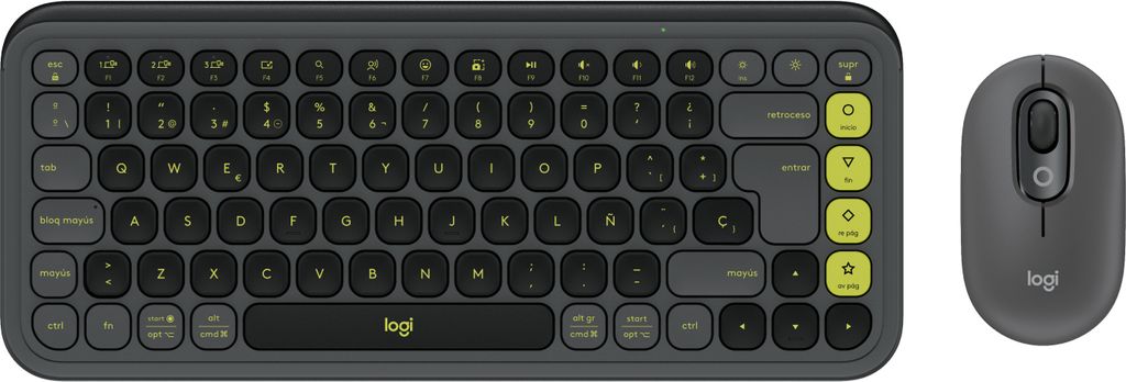 Logitech POP Icon Combo - Kabellos - Bluetooth - Scherenschalter - QWERTY - Graphit - Grün - Maus enthalten