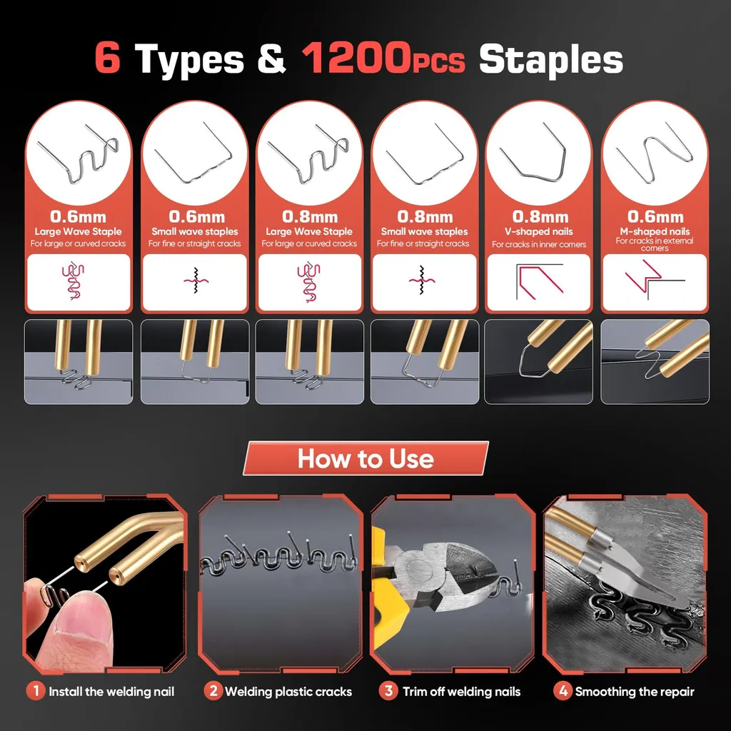 Soudeuse plastique à chauffage rapide avec kit de 4 types d'agrafes - 3