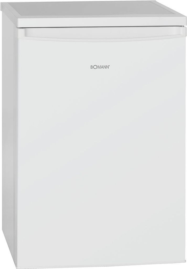 A white upright refrigerator with the brand name 'BOMANN' visible on the front.