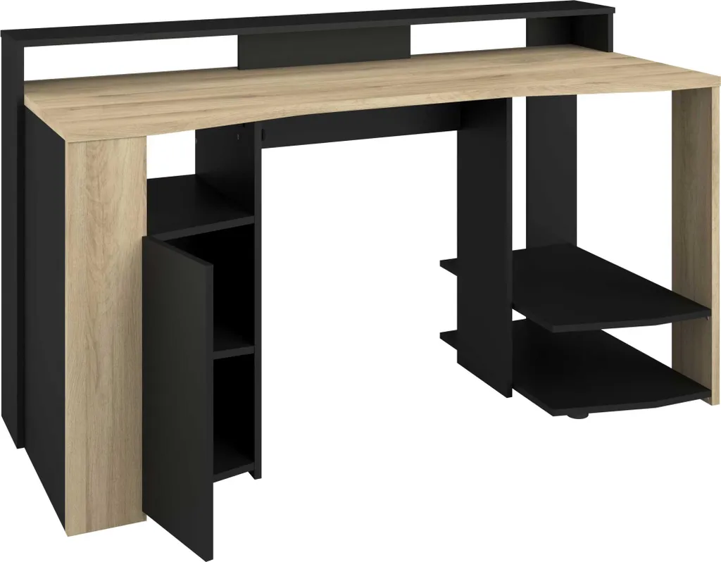 Bureau informatique Meta 1 avec LED - Noir, 120cm, avec rangement casque