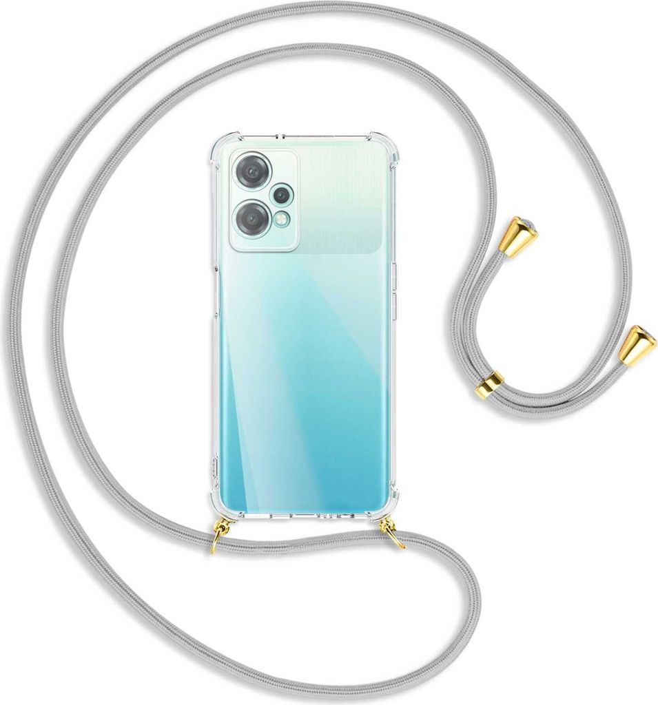 Handykette Backcover-Schutzhülle mit Band (Metall goldfarben) für OnePlus Nord CE 2 Lite 5G (CPH2381) - silbergrau