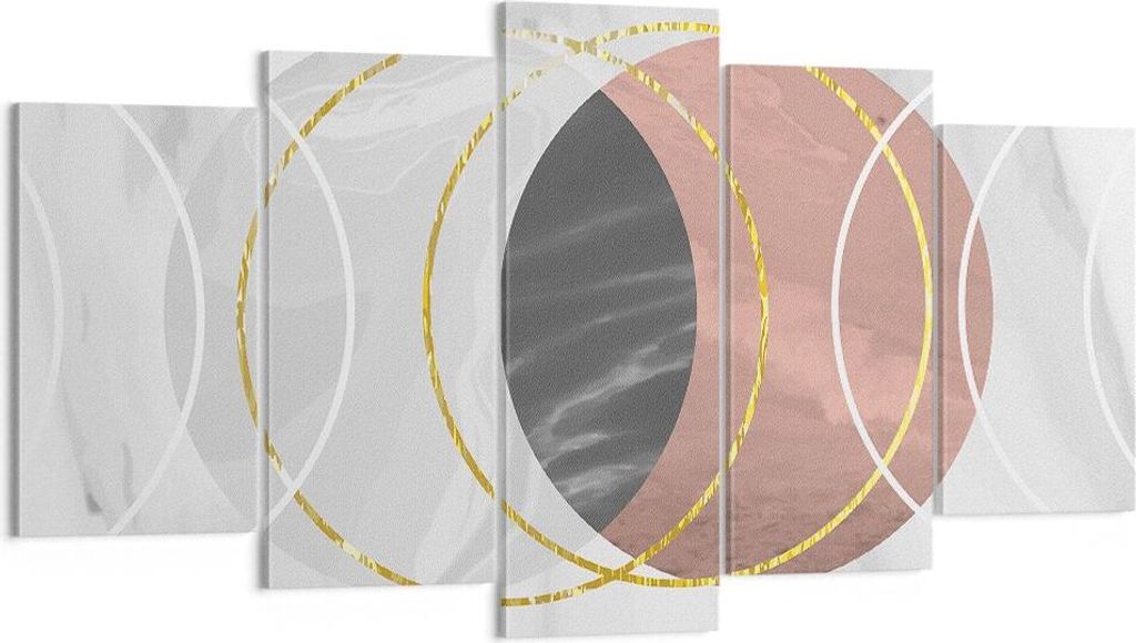 Bild auf Leinwand - Leinwandbild - 5 Teile - Abstraktion Formen Stück - 160x85cm - Wand Bild - Wanddeko - Wandbilder - Leinwanddruck - Bilder - Wa...