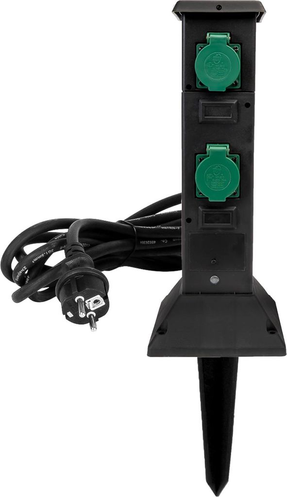 Grafner Gartensteckdose Smart WLAN WIFI, schwarz, 4 Steckdosen, Dämmerungssensor, Alexa Google IOS Tuya, 3680 Watt, Energiesäule Mehrfachsteckdos...