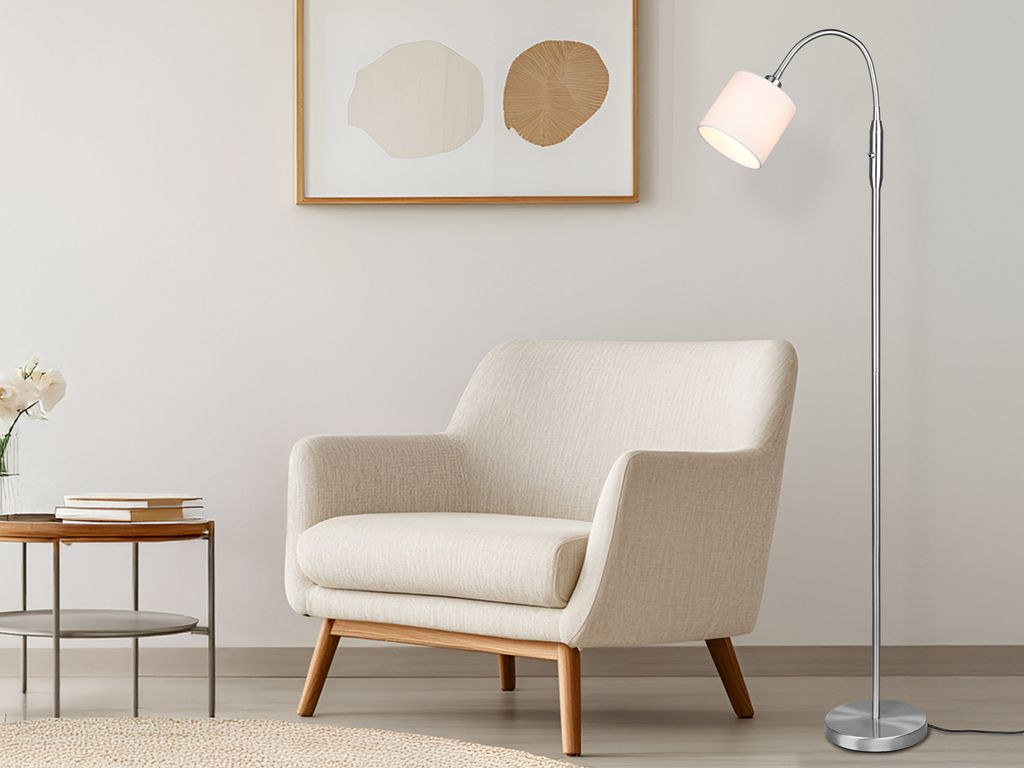 Reality Leuchten Stehleuchte TOMMY DH 20x130 cm silber Produktbild 