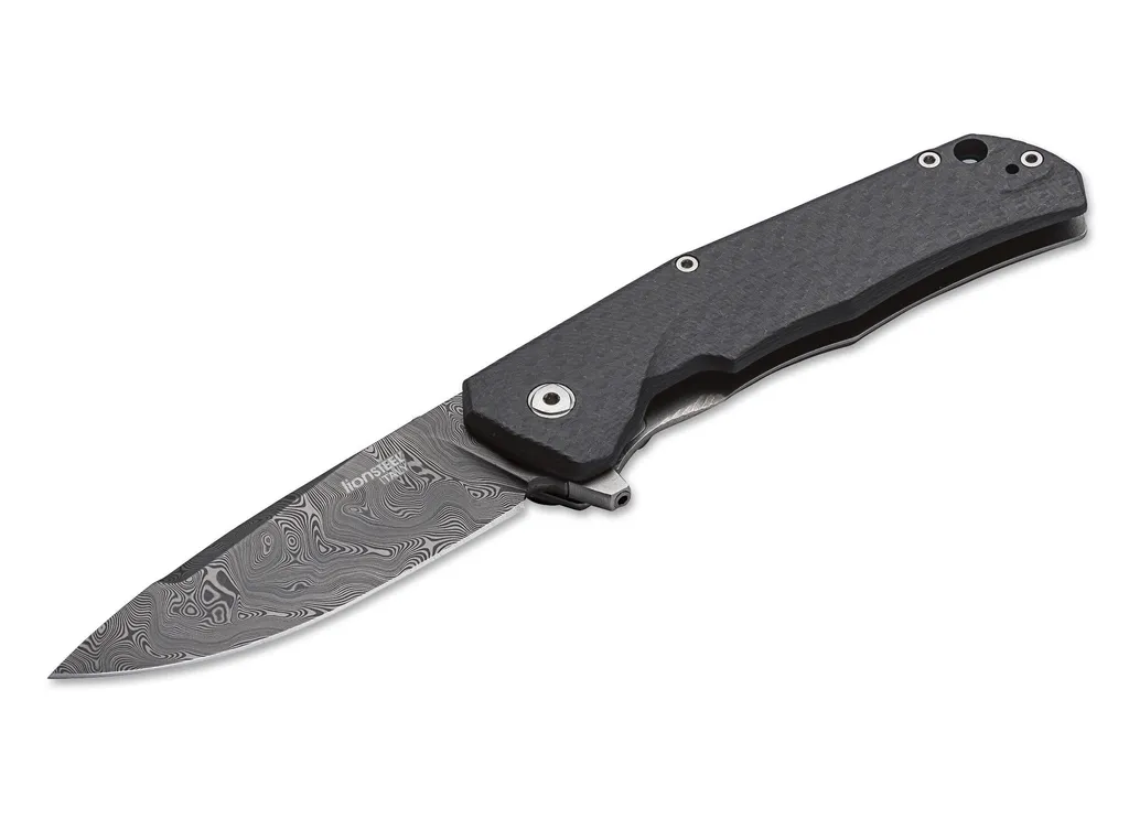 LionSteel TRE Damascus Raindrop Carbon : couteau pliant de luxe italien