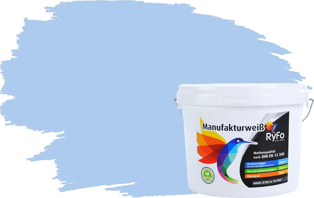 RyFo Colors Bunte Wandfarbe Manufakturweiß Südseeblau 3l  - Produktbild 