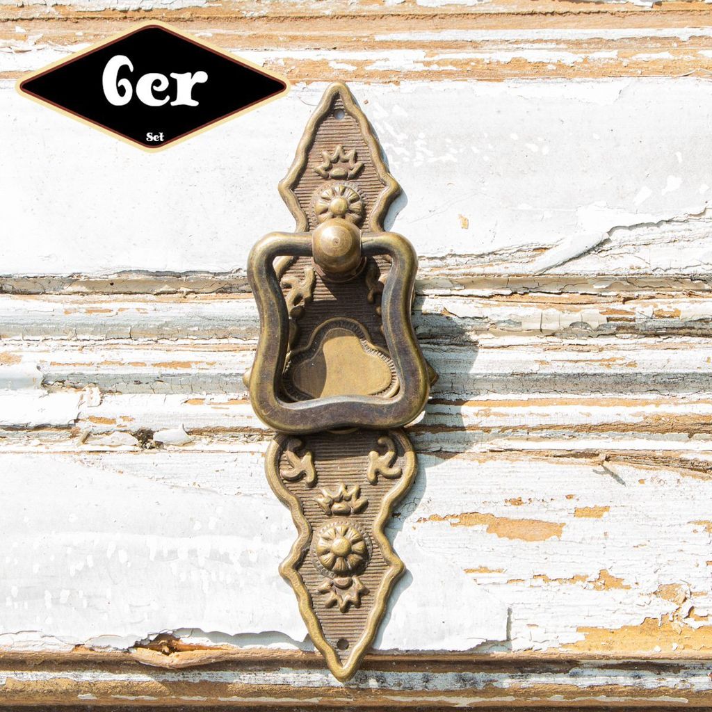 Schubladengriff, 6er Pack | Eisen in Messing pat. | H 10,7 x B 3,5 cm