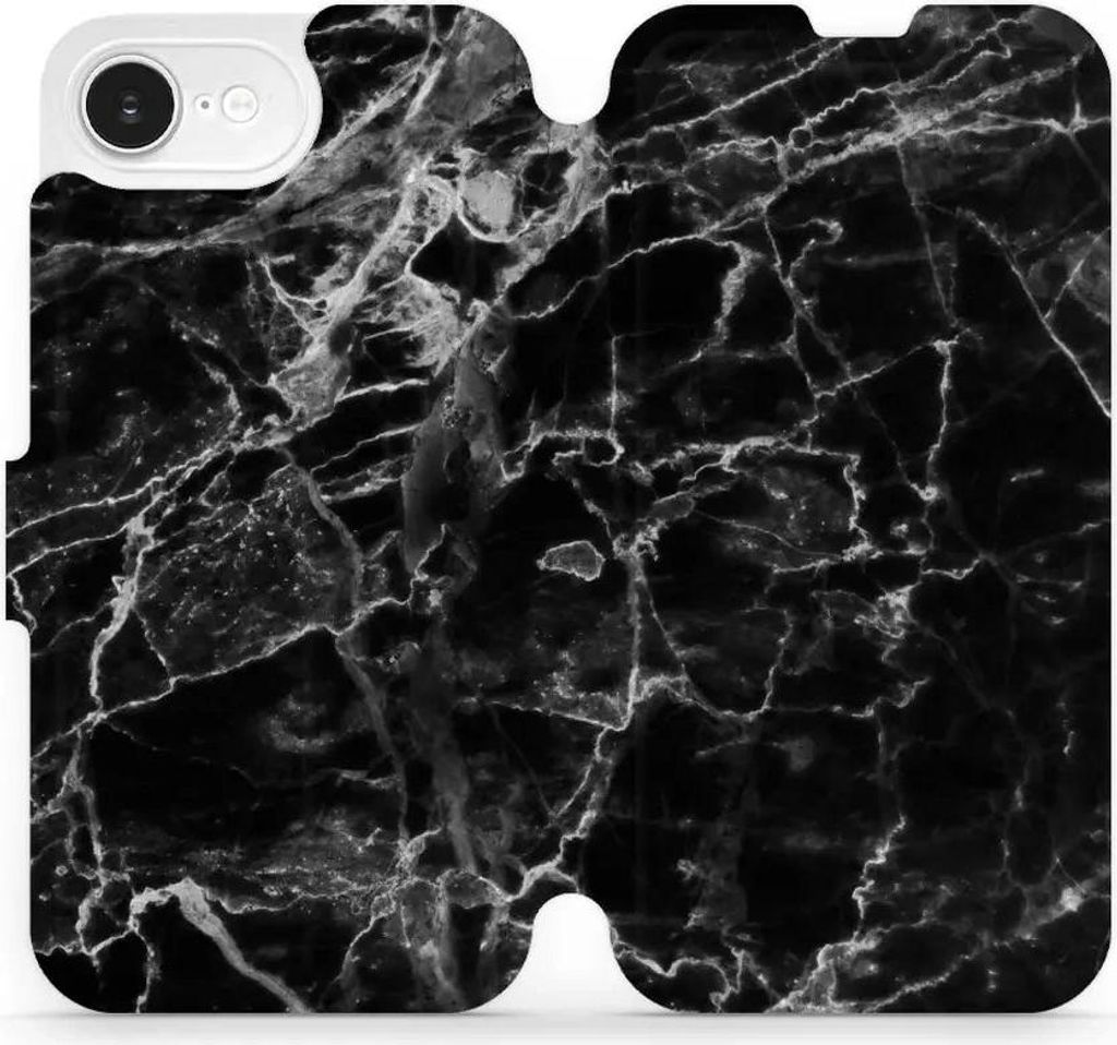 Handyhülle mit klappe für iPhone 17e, Mobiwear Book, Schwarzer Marmor
