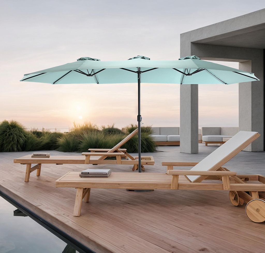 Sweiko Sonnenschirm Doppelseitiger Außenschirm Rechteckig Groß mit Kurbel,Hellgrün