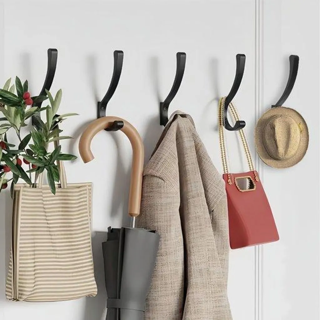 Crochets muraux noirs grand format résistants pour parapluies et sacs