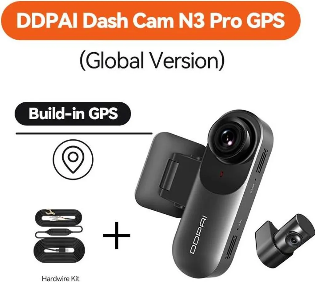 Dashcam DDPAI N3 Pro GPS Caméra Embarquée Voiture Double Objectif