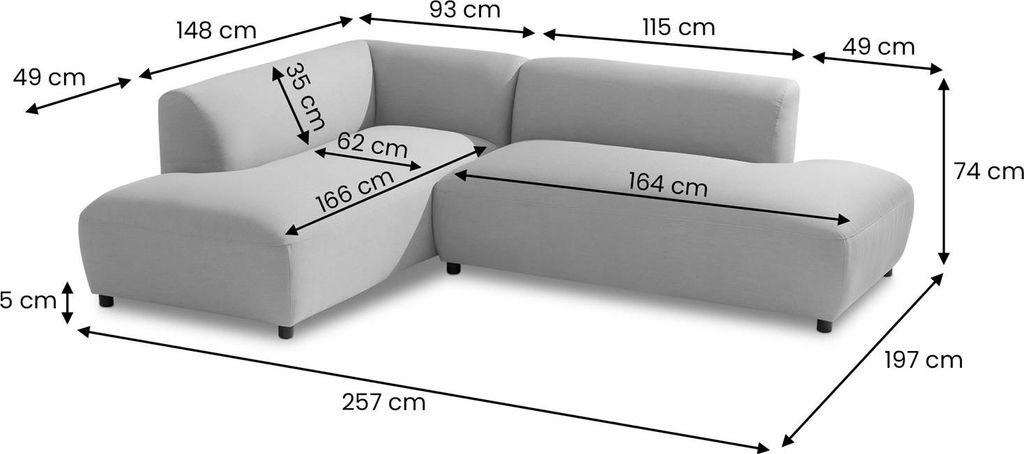 Outdoor-Sofa CALABRIA gepolstert, Hellgrau – mit gemütlicher Polsterung für Ihre Gartenlounge aus wetterfestem Stoff und robustem Aluminium fü...