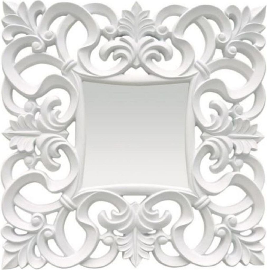 Casa Padrino Barock Spiegel Weiß 76 x H. 76 cm - Quadratischer Wandspiegel im Barockstil - Prunkvoller Antik Stil Garderoben Spiegel - Barock Inte...
