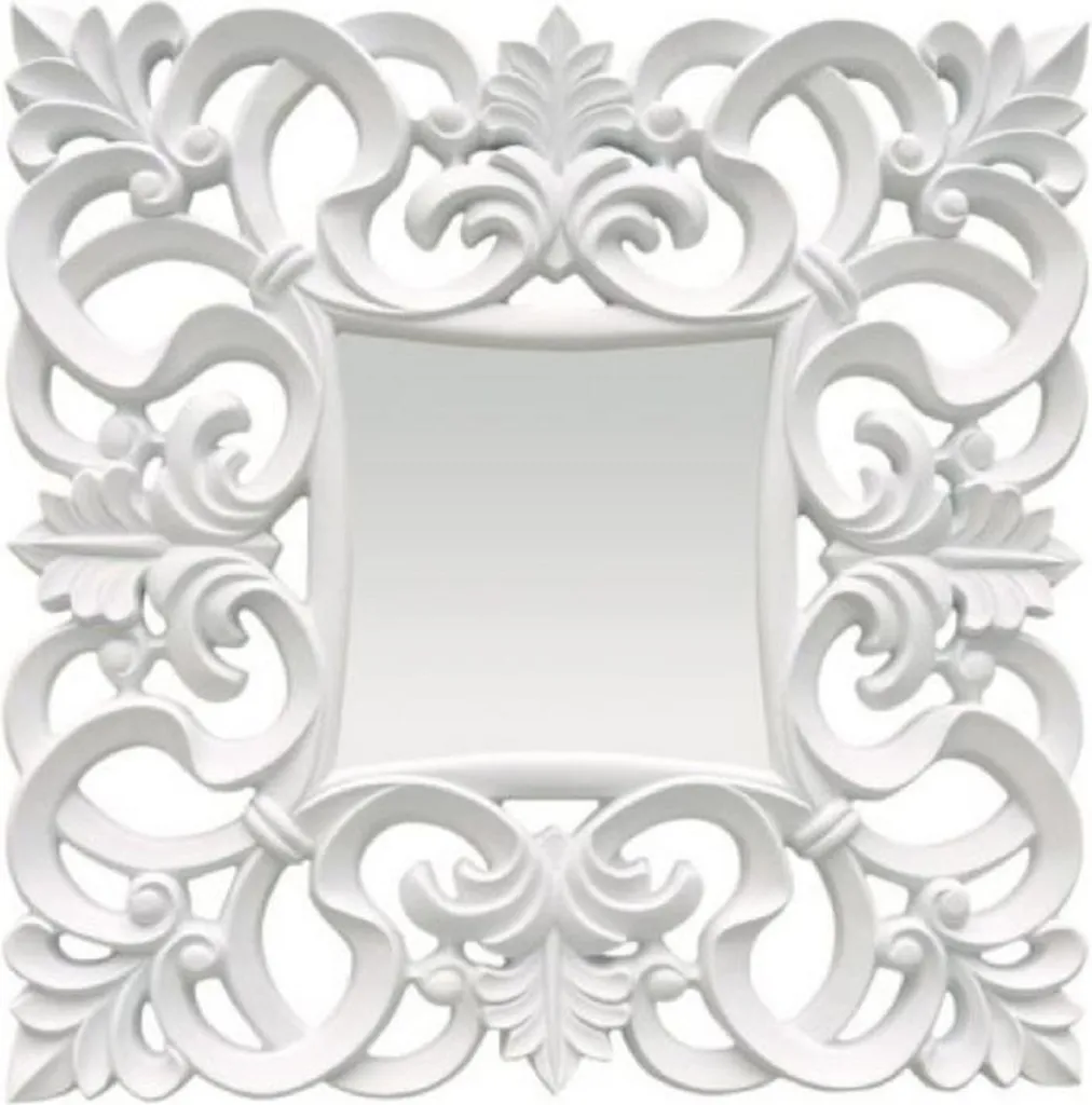 Miroir Baroque Somptueux Blanc 76 cm - Finition Antique de Prestige