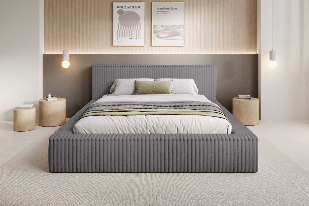 YOURHOUSE24 Polsterbett Melody Doppelbett Bettgestell Lattenrost (Farbe: Vito 16, Größe: 140x200 cm)