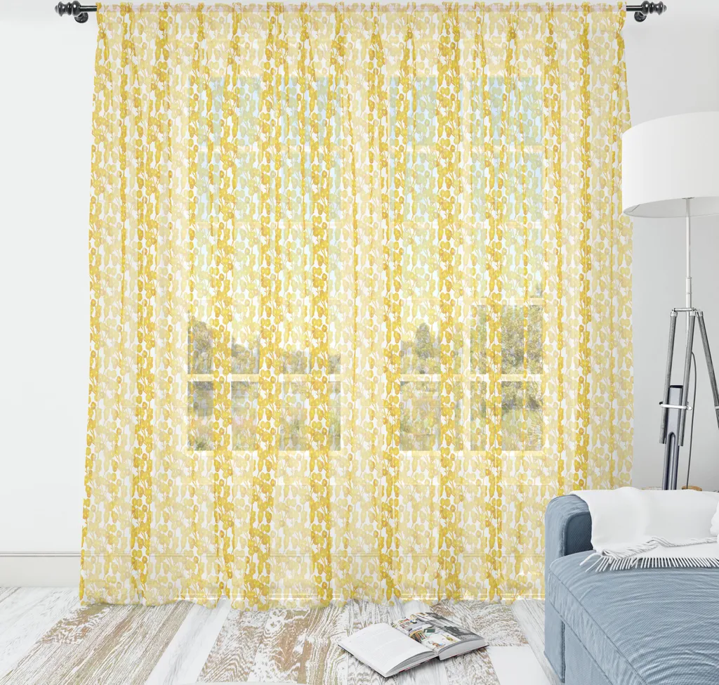 Tapisserie ABAKUHAUS Fleurs en satin soyeux jaune moutarde 160x274 cm