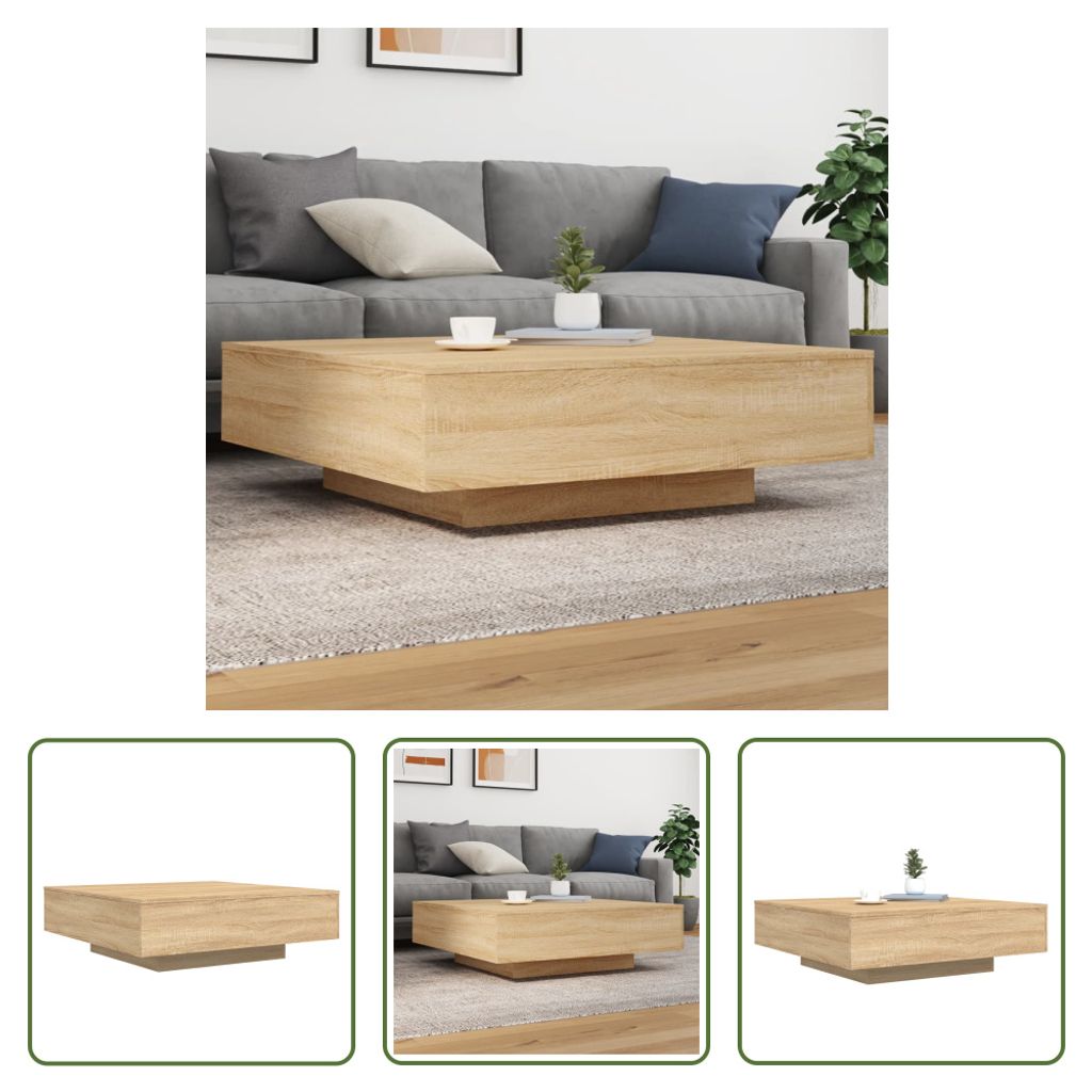 The Living Store Couchtisch Sonoma-Eiche 100x100x31 cm Holzwerkstoff