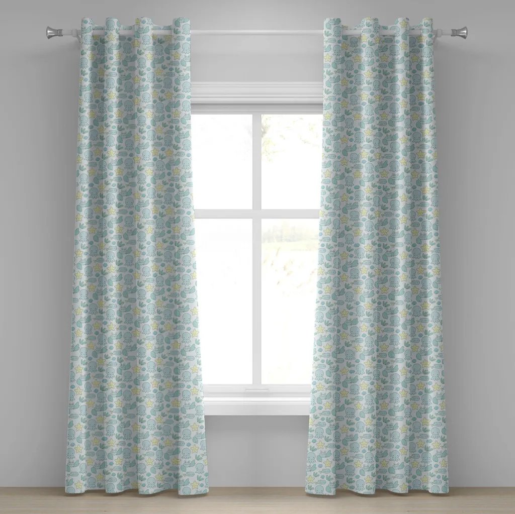 Rideau Motif Étoile de Mer et Crabe en Tissu Haute Qualité 280x175 cm