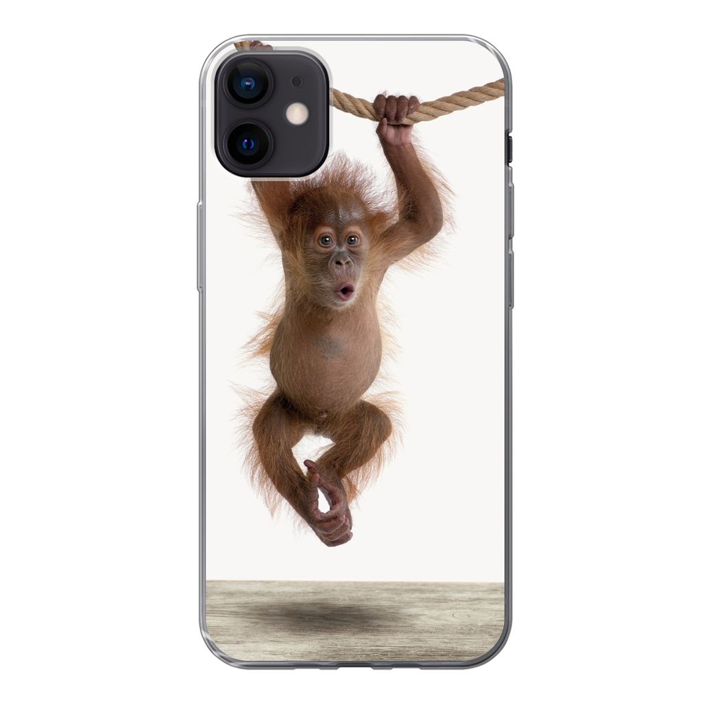 MuchoWow Handyhülle Schutzhülle Hülle für iPhone 12 mini Affe - Tiere - Kinder - Orang Utan - Jungen - Mädchen Silikon Softcase Handy Hülle...