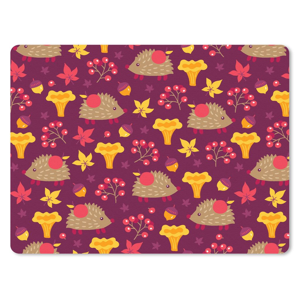 MuchoWow Mauspad Mousepad Igel - Pilz - Muster 40x30 cm - Mousepads - Maus Mat - Pad - Mausunterlage - Anti Rutsch