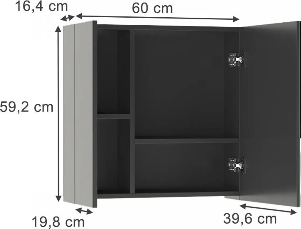 Vicco Specchio Contenitore Bagno Leopold Antracite 60x59cm | Arredo Moderno - 2