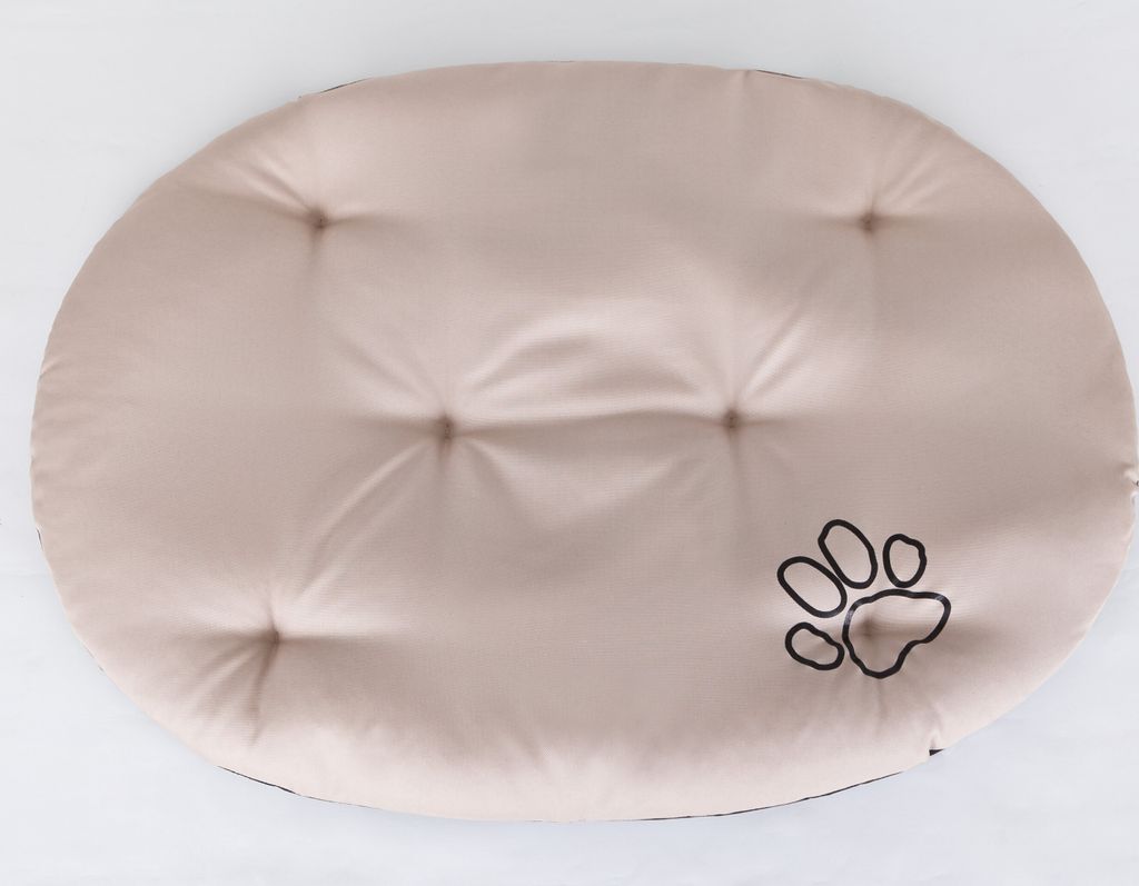 Ovale Hundekissen R2 – 50×38 cm, wasserabweisend, , weich & robust, für kleine Hunde & Katzen | Beige