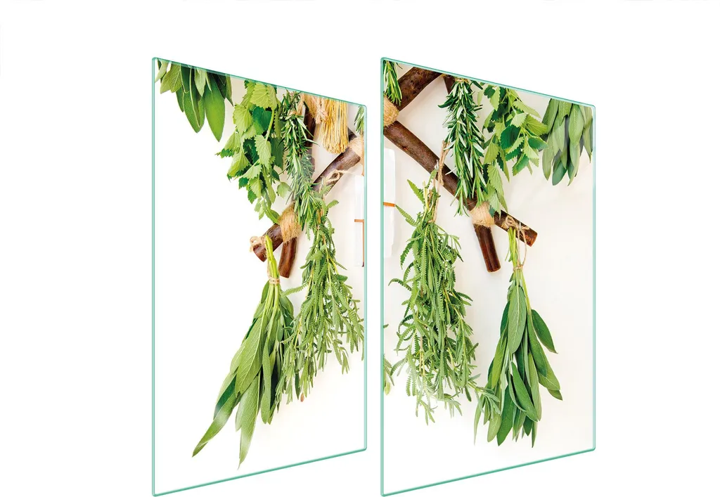 Set 2 Piastre Coprifornelli Ceramica Vetro 35x52 - Spezie Verde