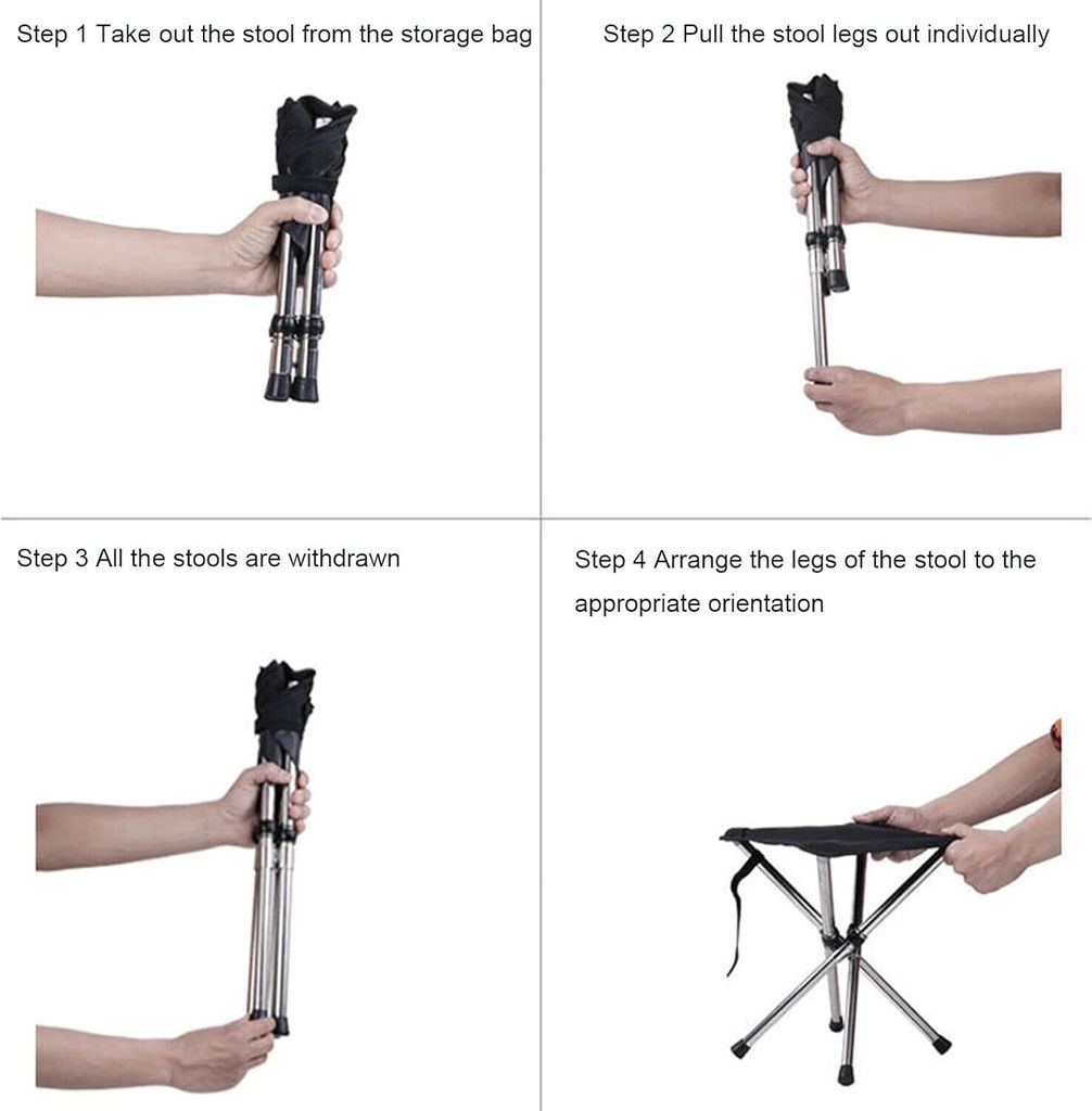 Leichter Outdoor Klapphocker Faltbar - Kompakt Für Camping & Angeln (Schwarz, Größe L)