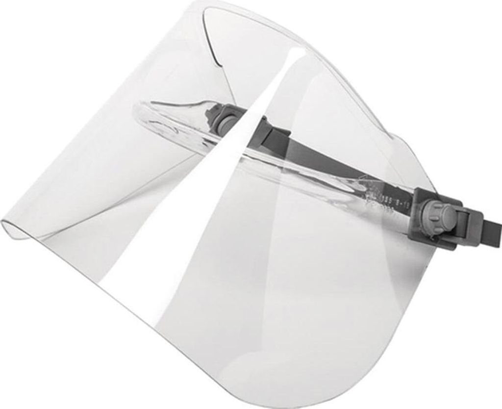 Elektrikerschutzschild glasklar,m.Helmhalterung 460x200mm