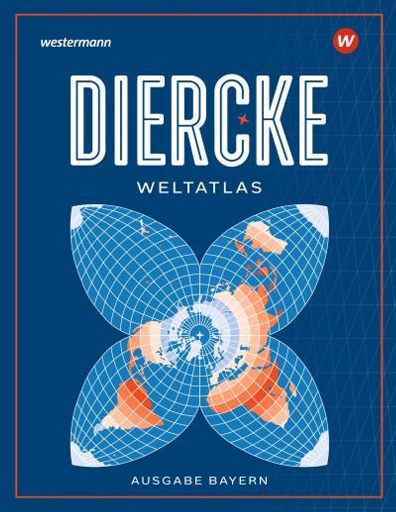 The cover of a Diercke World Atlas, Ausgabe Bayern, featuring a stylized map of the world.