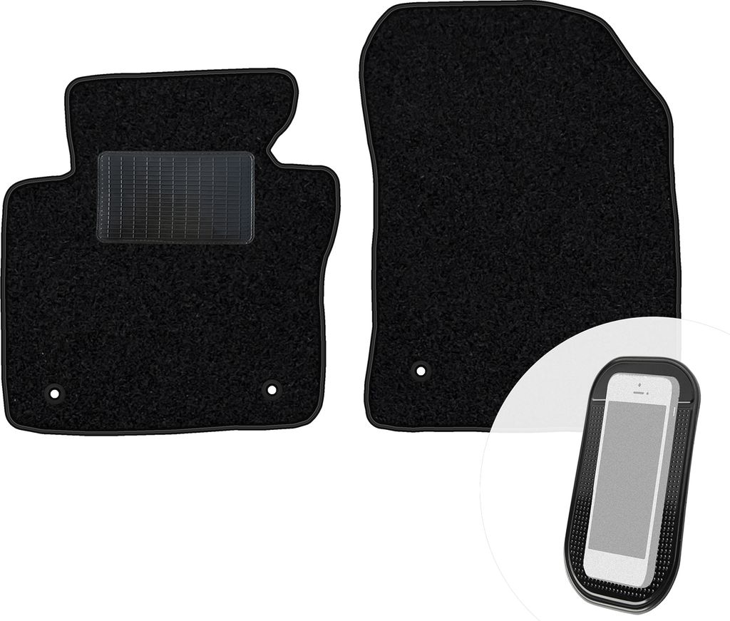 moto-MOLTICO Vorne Fußmatten Auto Velours Autoteppiche Schwarz Automatten Set 2-teilig passend für VW Caddy II 2003-2020