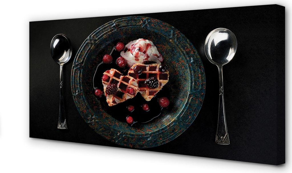 Leinwandbild 100x50 Wandkunst Herz Waffeln Eislöffel
