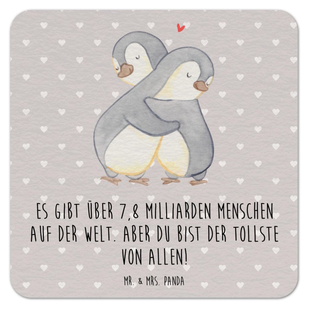 Mr. & Mrs. Panda Tischuntersetzer Pinguine Kuscheln 100er Set - Grau Pastell - Geschenk, Pappuntersetzer, Freund, Bierfilzl, Hochzeitstag, für Fra...