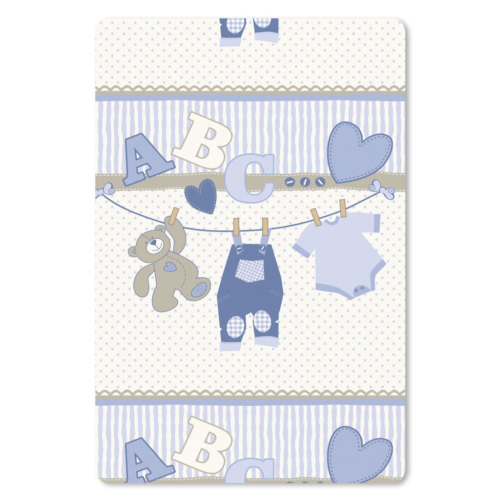 MuchoWow Mauspad Mousepad Babykleidung - Wäscheleine - Teddybär - Schnittmuster 40x60 cm - Mousepads - Maus Mat - Pad - Mausunterlage - Schreib...
