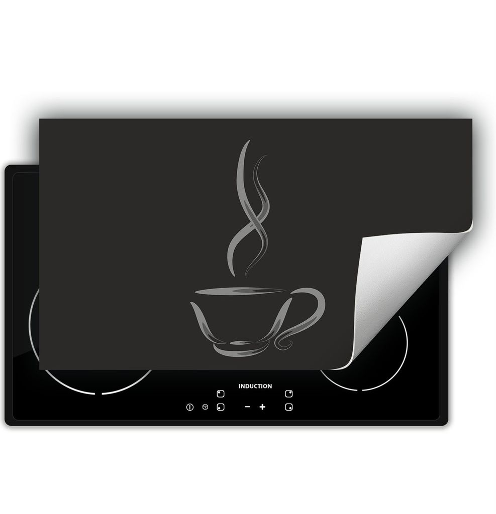 DarHaus Herdabdeckplatte 90x52 cm Anti Rutsch Matte Aufrollbar, grau - Kaffee